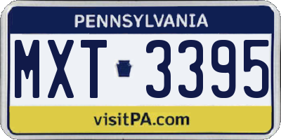 PA license plate MXT3395