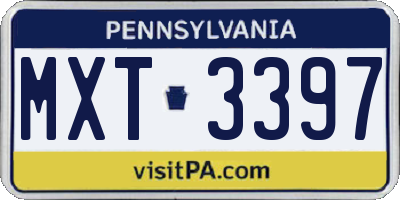 PA license plate MXT3397