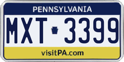 PA license plate MXT3399