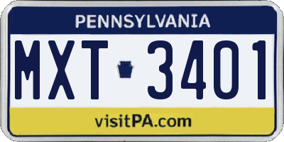 PA license plate MXT3401