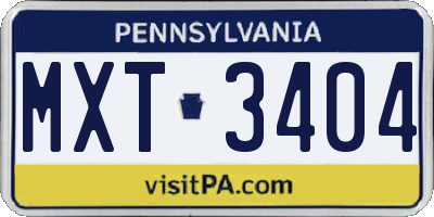 PA license plate MXT3404