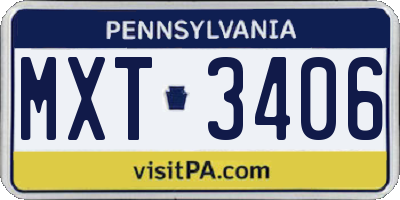 PA license plate MXT3406