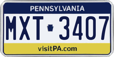 PA license plate MXT3407