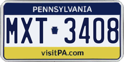 PA license plate MXT3408
