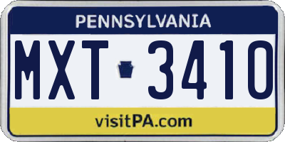 PA license plate MXT3410