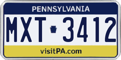 PA license plate MXT3412