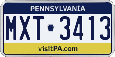 PA license plate MXT3413