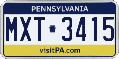 PA license plate MXT3415