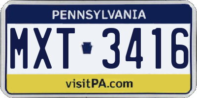 PA license plate MXT3416