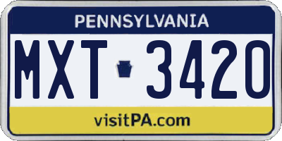 PA license plate MXT3420