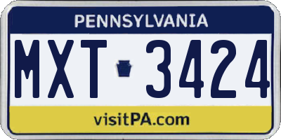 PA license plate MXT3424