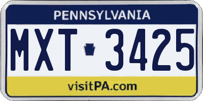 PA license plate MXT3425