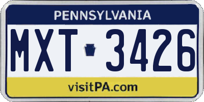 PA license plate MXT3426