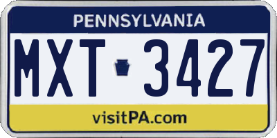 PA license plate MXT3427