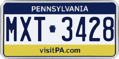 PA license plate MXT3428