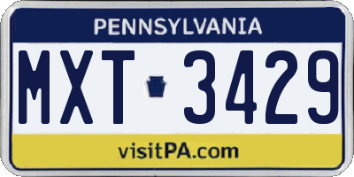 PA license plate MXT3429