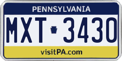 PA license plate MXT3430