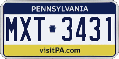 PA license plate MXT3431