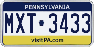 PA license plate MXT3433