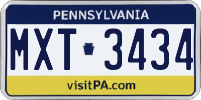 PA license plate MXT3434