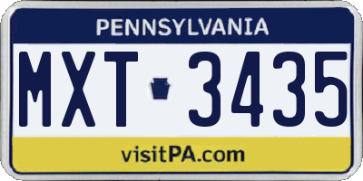 PA license plate MXT3435