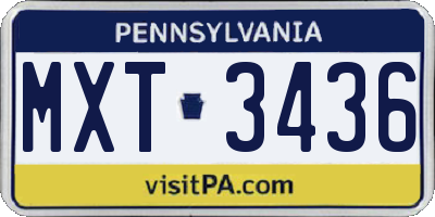 PA license plate MXT3436
