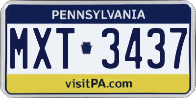 PA license plate MXT3437
