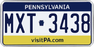 PA license plate MXT3438