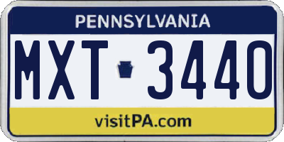 PA license plate MXT3440