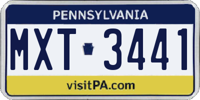 PA license plate MXT3441