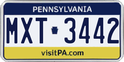 PA license plate MXT3442