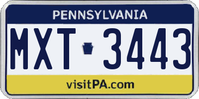 PA license plate MXT3443
