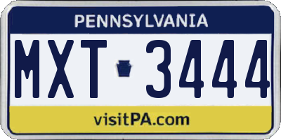 PA license plate MXT3444