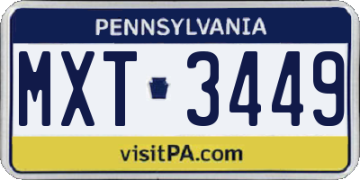 PA license plate MXT3449