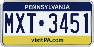 PA license plate MXT3451