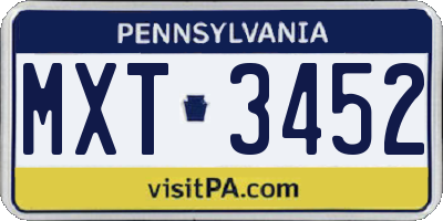 PA license plate MXT3452