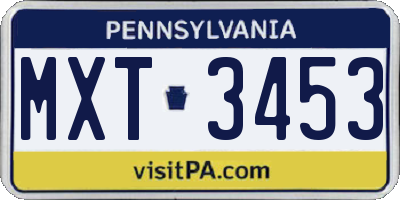 PA license plate MXT3453
