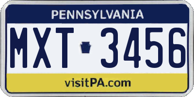 PA license plate MXT3456