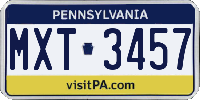 PA license plate MXT3457
