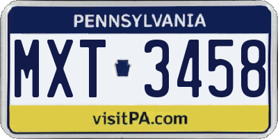 PA license plate MXT3458