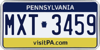PA license plate MXT3459
