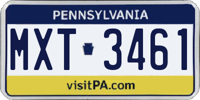 PA license plate MXT3461