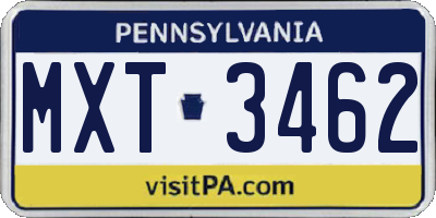 PA license plate MXT3462