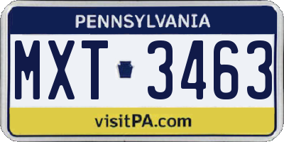 PA license plate MXT3463