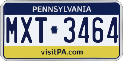 PA license plate MXT3464