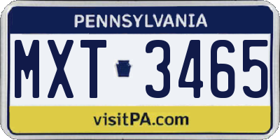 PA license plate MXT3465