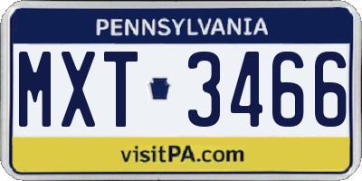 PA license plate MXT3466