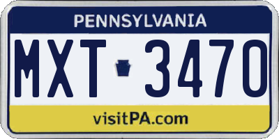 PA license plate MXT3470
