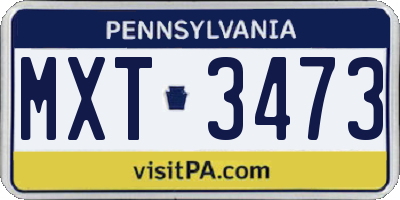 PA license plate MXT3473