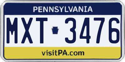 PA license plate MXT3476
